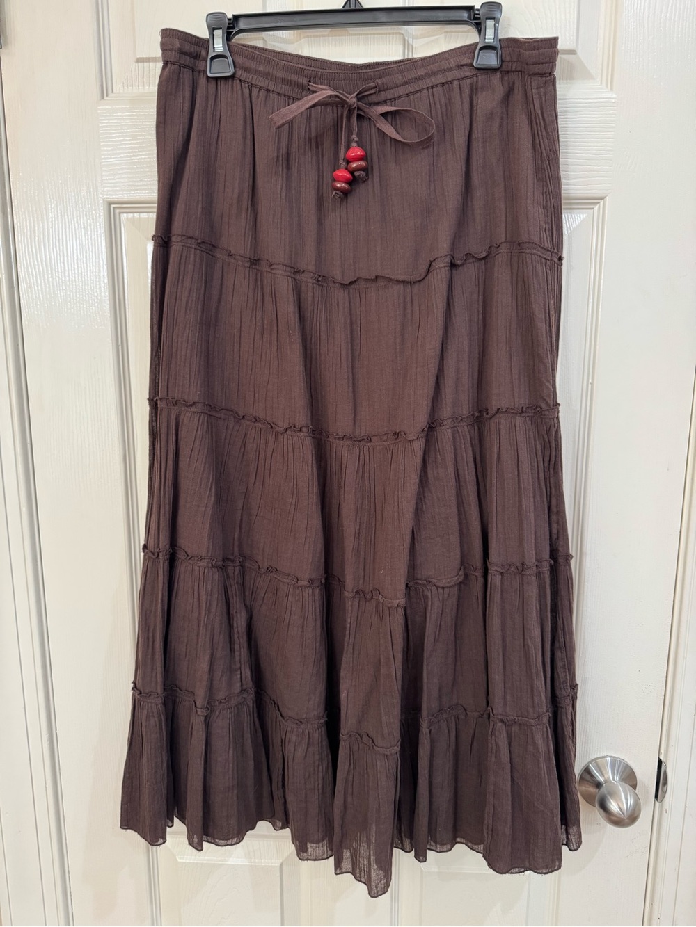 Old Navy Brown Tiered Maxi Skirt with Bead Tie